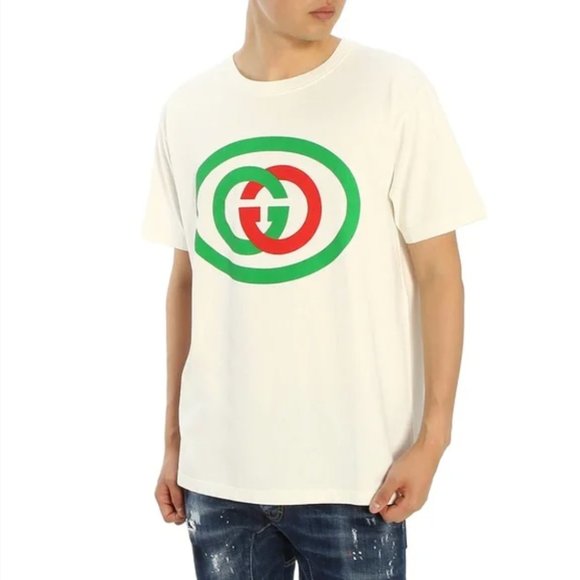 Gucci Interlocking GG Logo Oversized Cotton Graphic Tee Shirt Size Extra Small - Picture 3 of 16